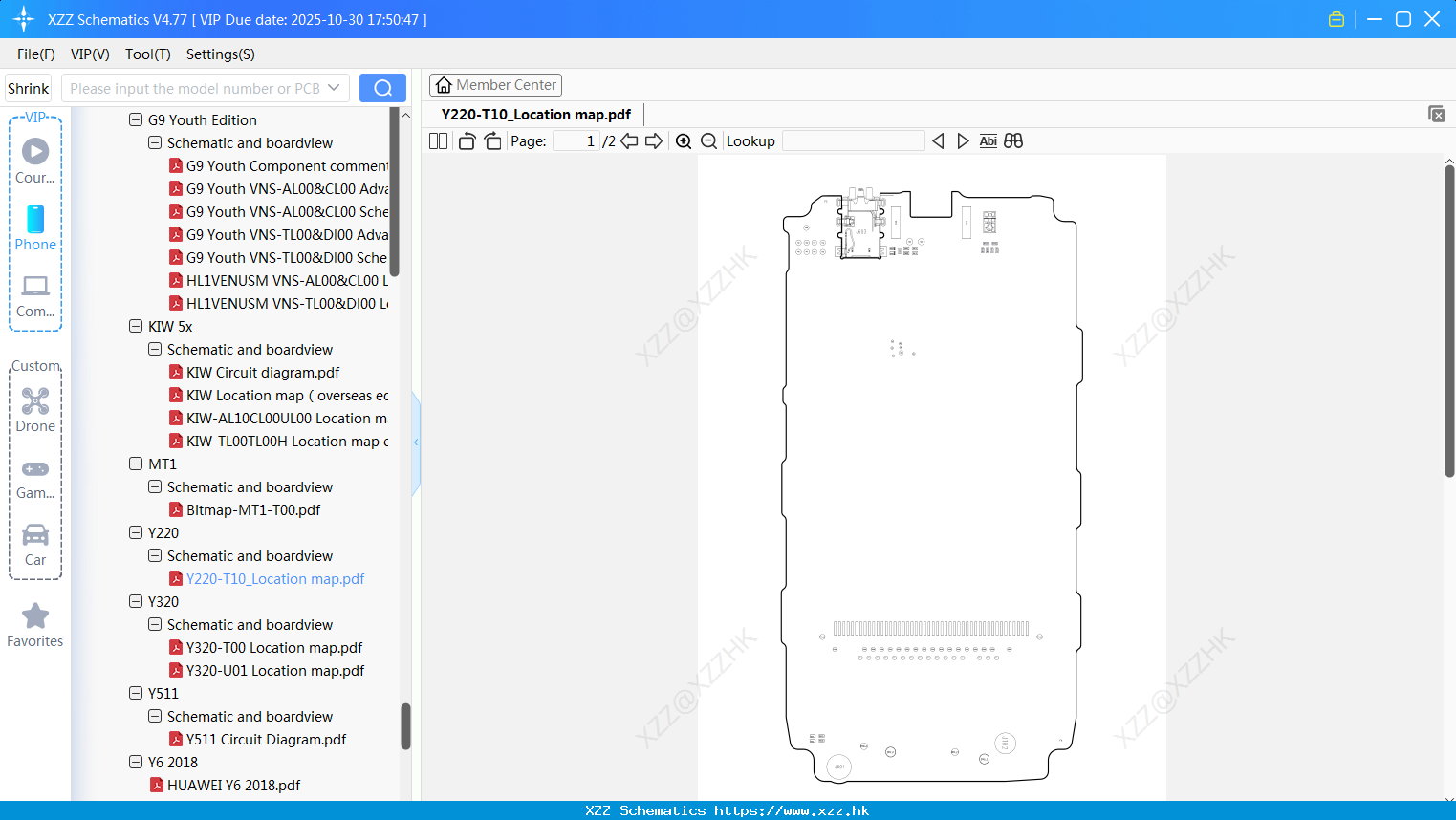 Huawei Y220-T10_Location Map